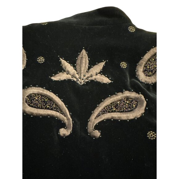 Laurel Vintage Velvet Embroidered Paisley Crop Bolero Jacket 40 Medium Black - Picture 4 of 7